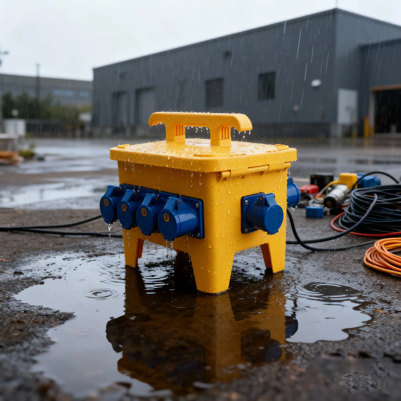 Rainproof yellow portable socket box
